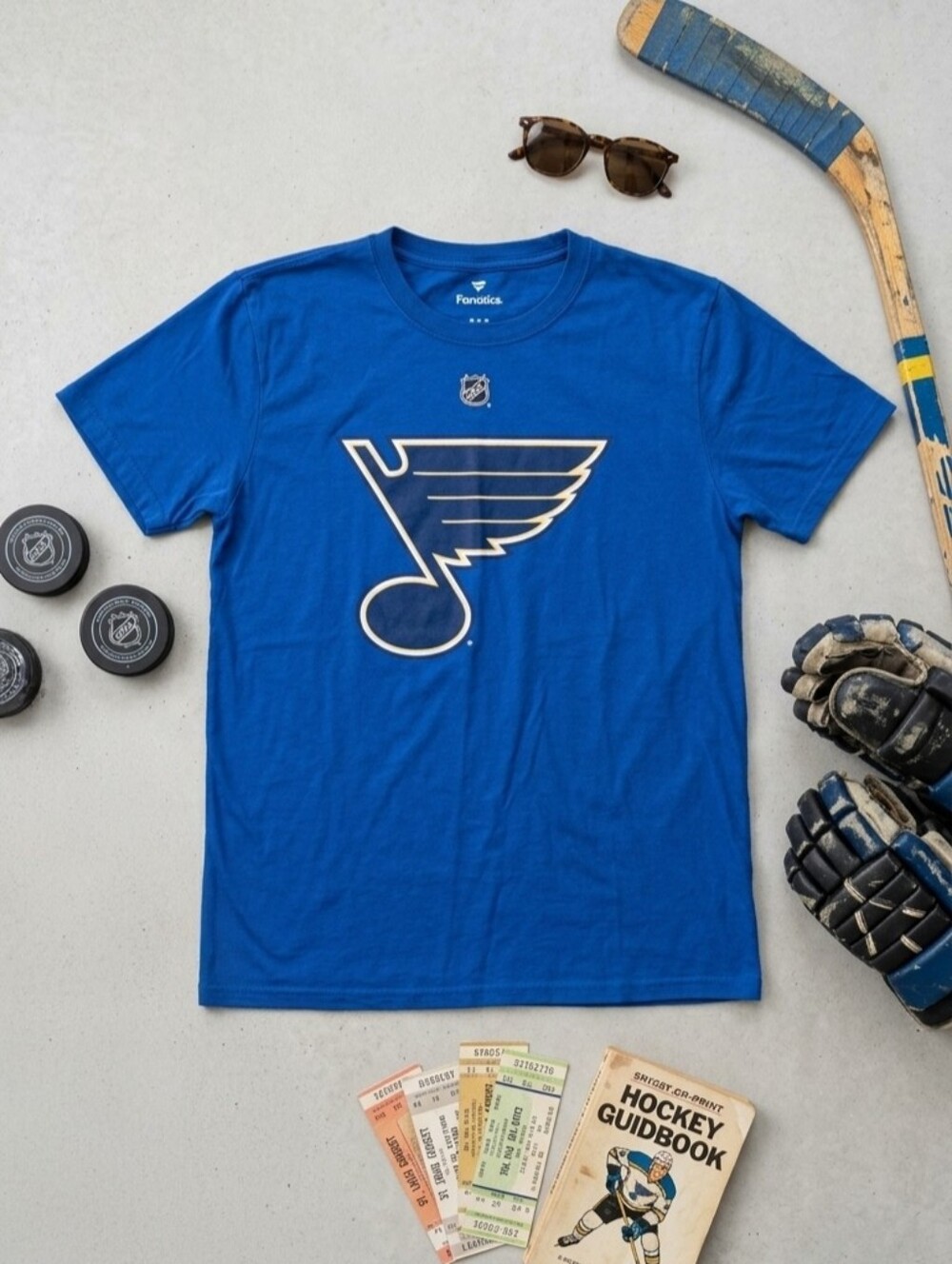 St Louis Blues NHL Hockey Tee Fanatics Blue Note Gameday David Perron 57 STL MVP
